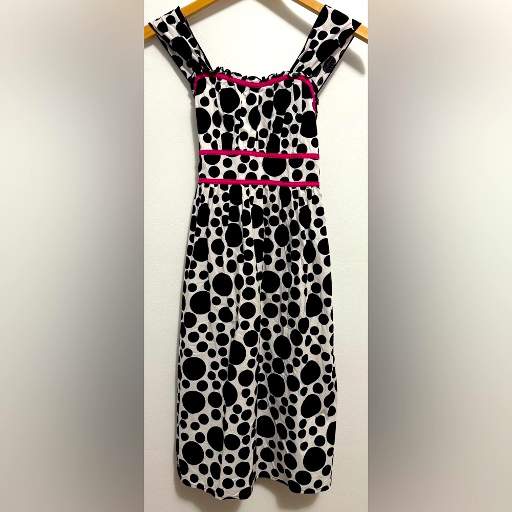 Speechless Black and White Polka Dot Dress with Pink Trim